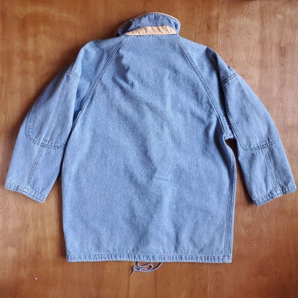 Vintage Denim Chore Barn Coat XL FLAW Cotton Blue Jean Jacket Heavyweight - Picture 9 of 12